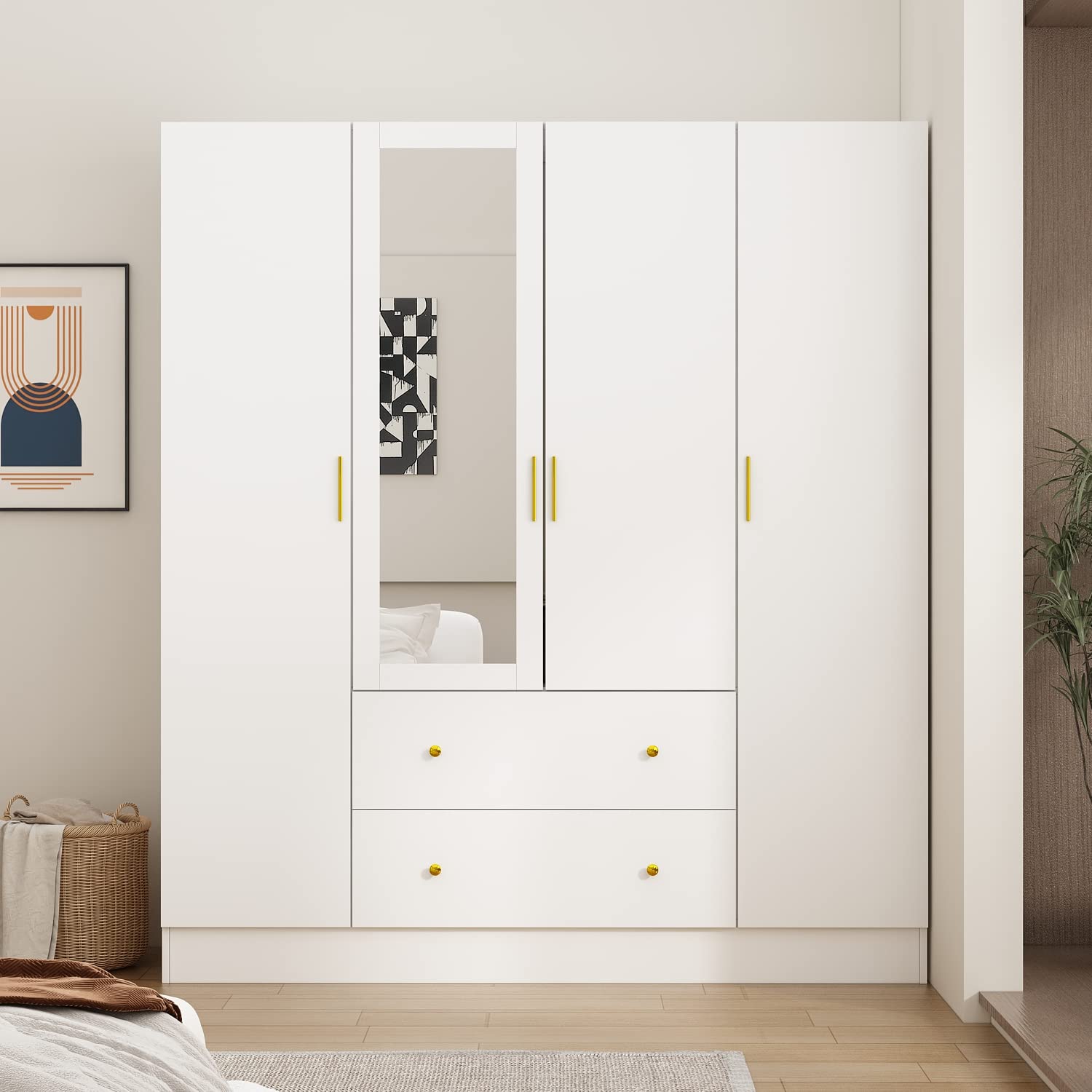 hide Closet Collection【美品】 Buy Celestin Four Door Wardrobe with Dressing Table (Flowery Wenge